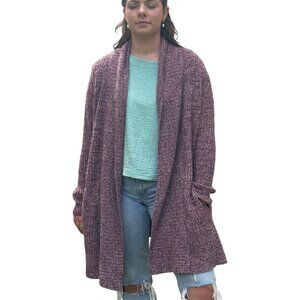 Barefoot Dreams Womens Cardigan 2X Maroon Speckled Cozychic Lite SoftAF LongLine